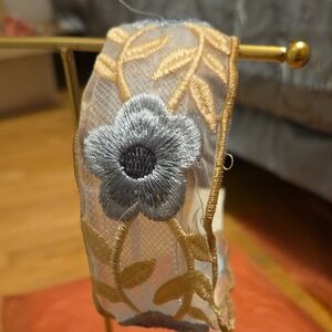 Elegant Beige and  Blue Floral Headband